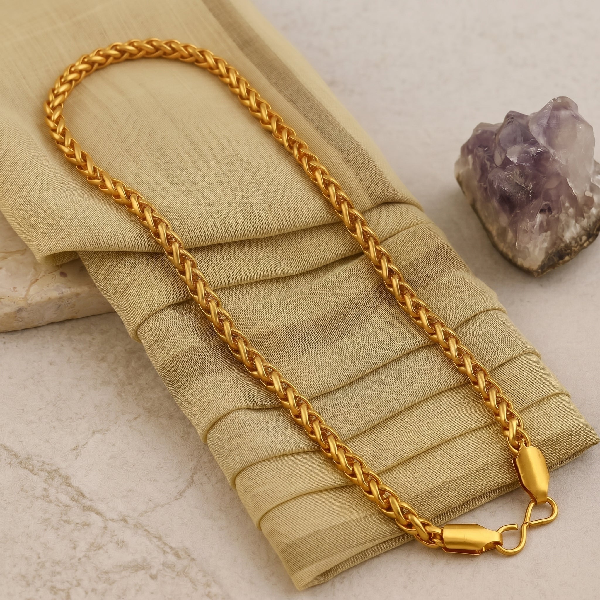 Premium Gold Braided Chain for Men – 22 inch Length and 5 mm width