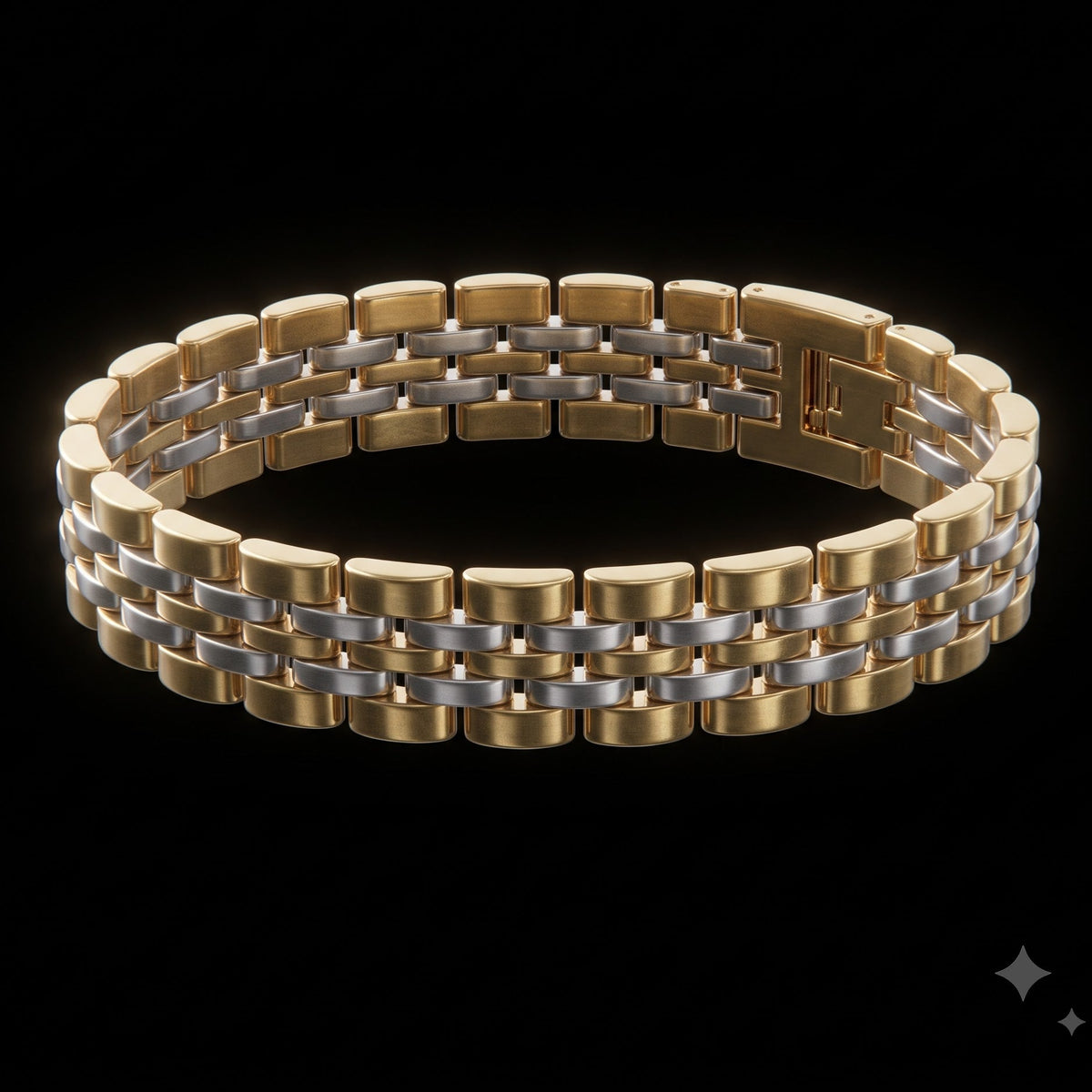 Two-Tone Gold & Silver Link Bracelet for Men | Length 8.5 Inch | Width 12mm | Weight 43 Gram