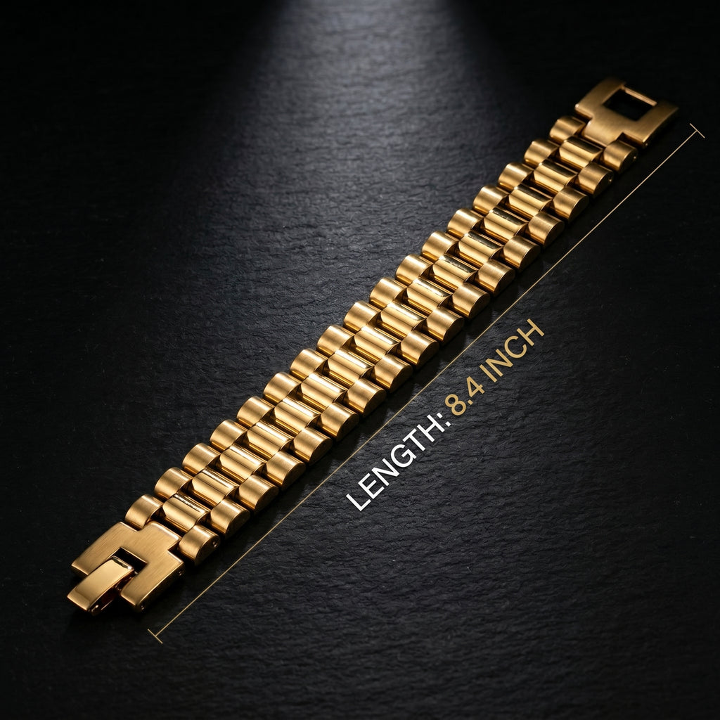 Aurev MEN Premium Gold-Tone Stainless Steel Link Bracelet for Men