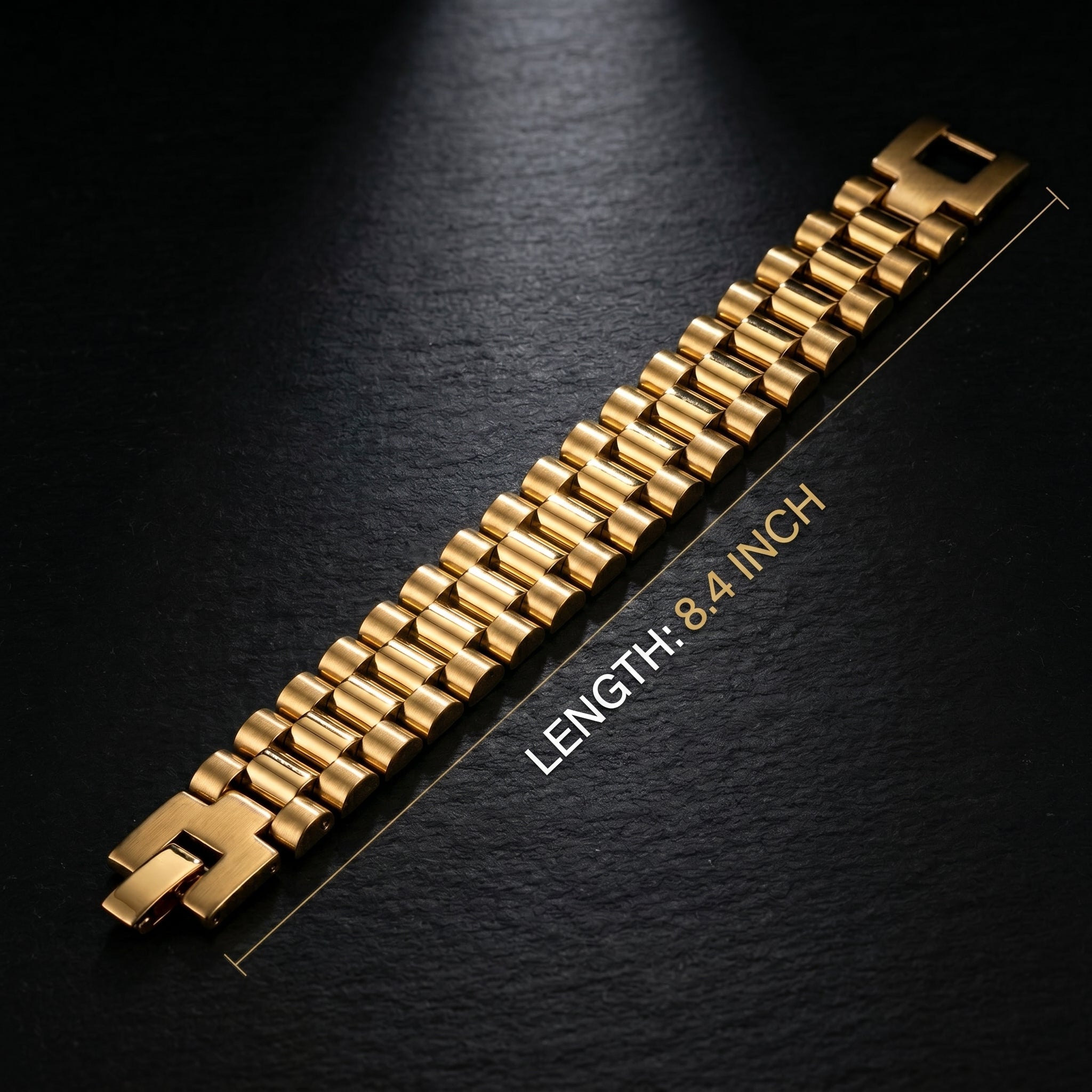 Aurev MEN Premium Gold-Tone Stainless Steel Link Bracelet for Men