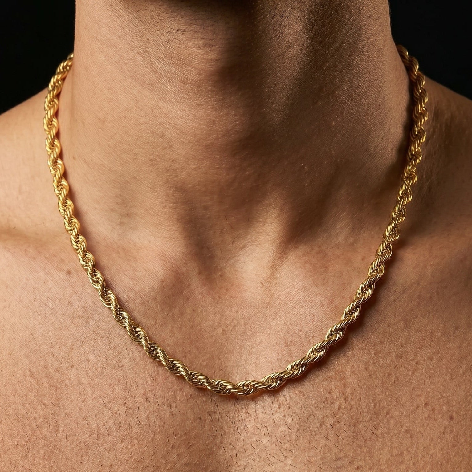 AUREV MEN Royal Rope Chain Necklace for Men, 22 Inch and width 4 mm