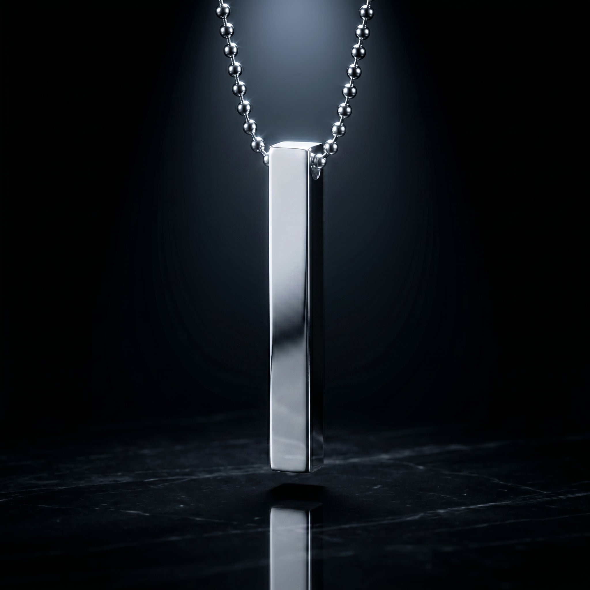 Men’s Silver Bar Pendant Necklace | Minimalist Rectangular Design | Stainless Steel Chain | Premium Polished Finish | Daily Wear Fashion Jewelry
