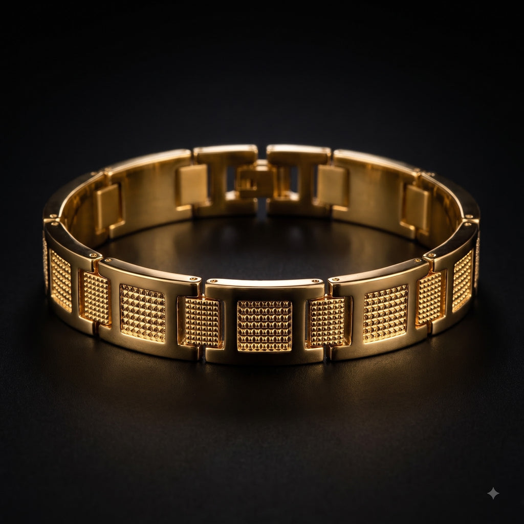 Textured Link Bracelet for Men | Length 8.3 inch | Width 12 mm