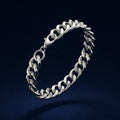 Aurev MEN Silver Stainless Steel Chain Bracelet for Men | 9mm Width | 8.5 Inch Length
