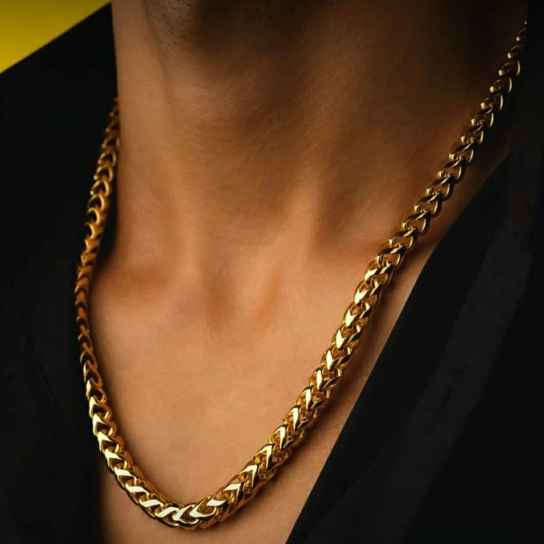 Premium Gold Braided Chain for Men – 22 inch Length and 5 mm width