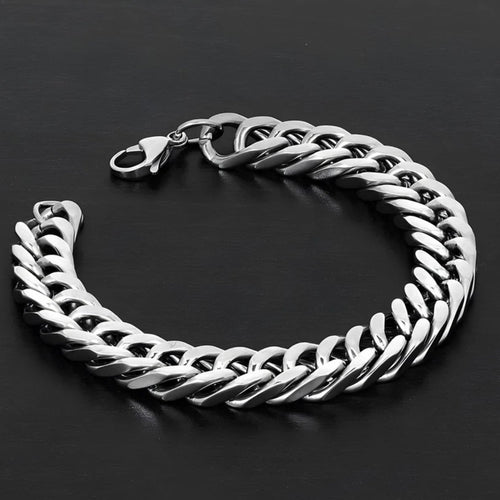 Aurev MEN Silver Stainless Steel Chain Bracelet for Men | 9mm Width | 8.5 Inch Length