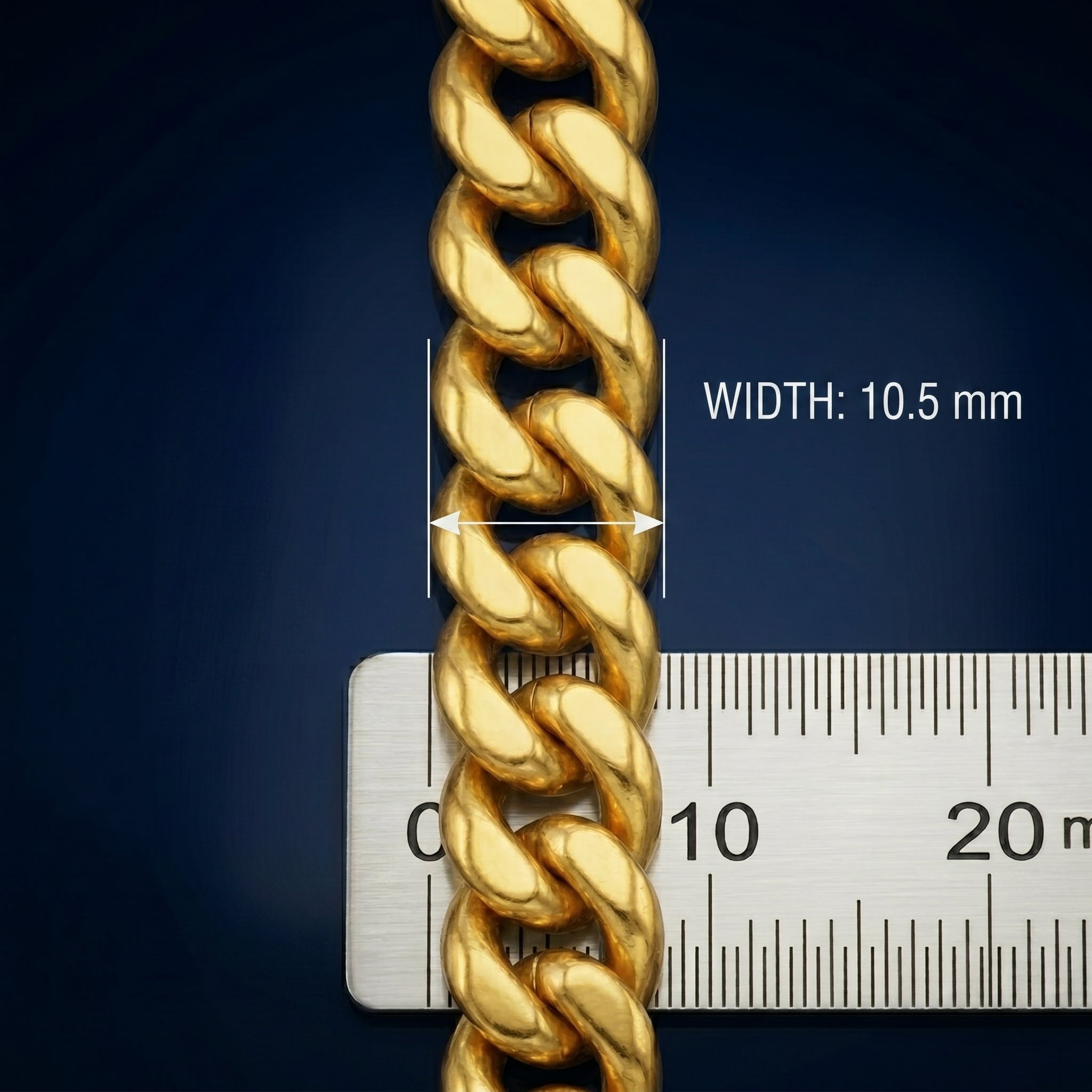 Cuban Chain Bracelet 24k Real Gold Plated, Width 12 mm & Length 8.5" Inches.