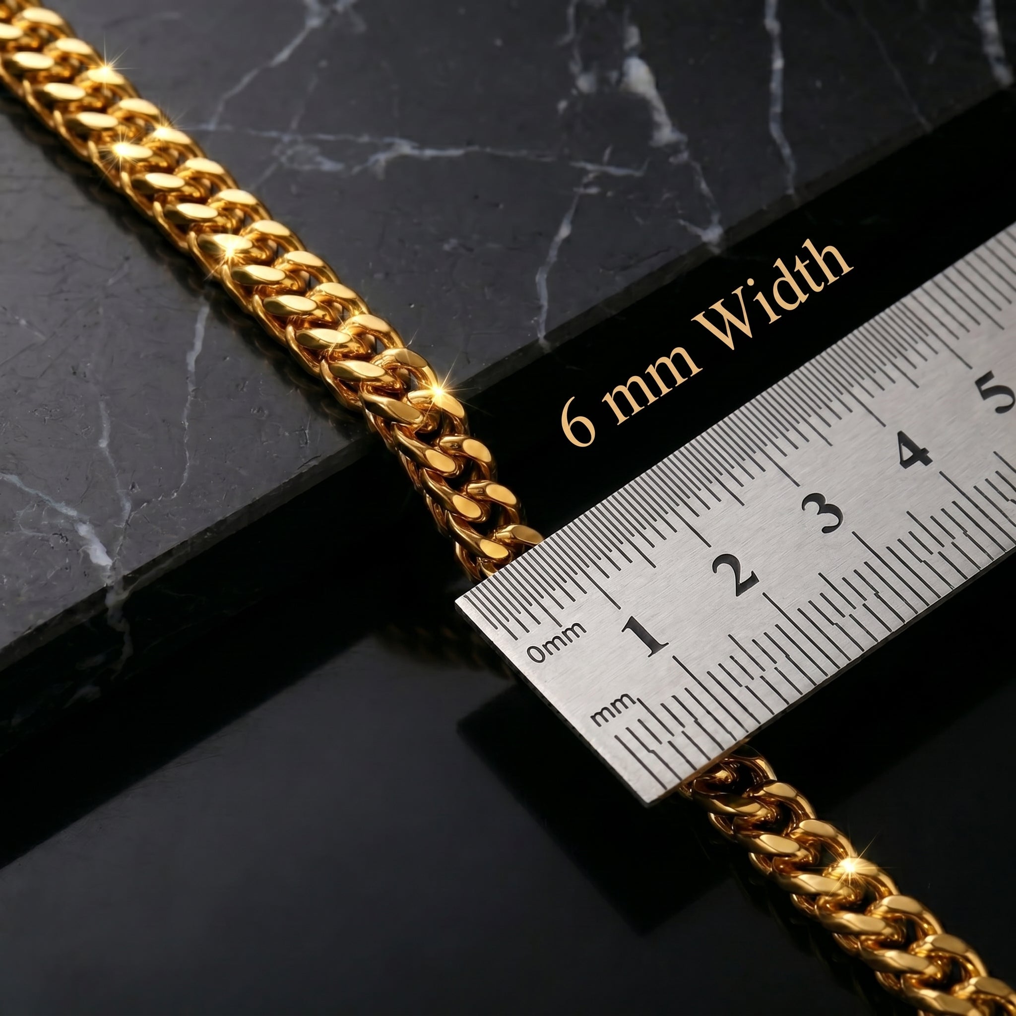 Aurev MEN Premium Gold Cuban Link Chain for Men – Length 22 inch | Width 5 mm