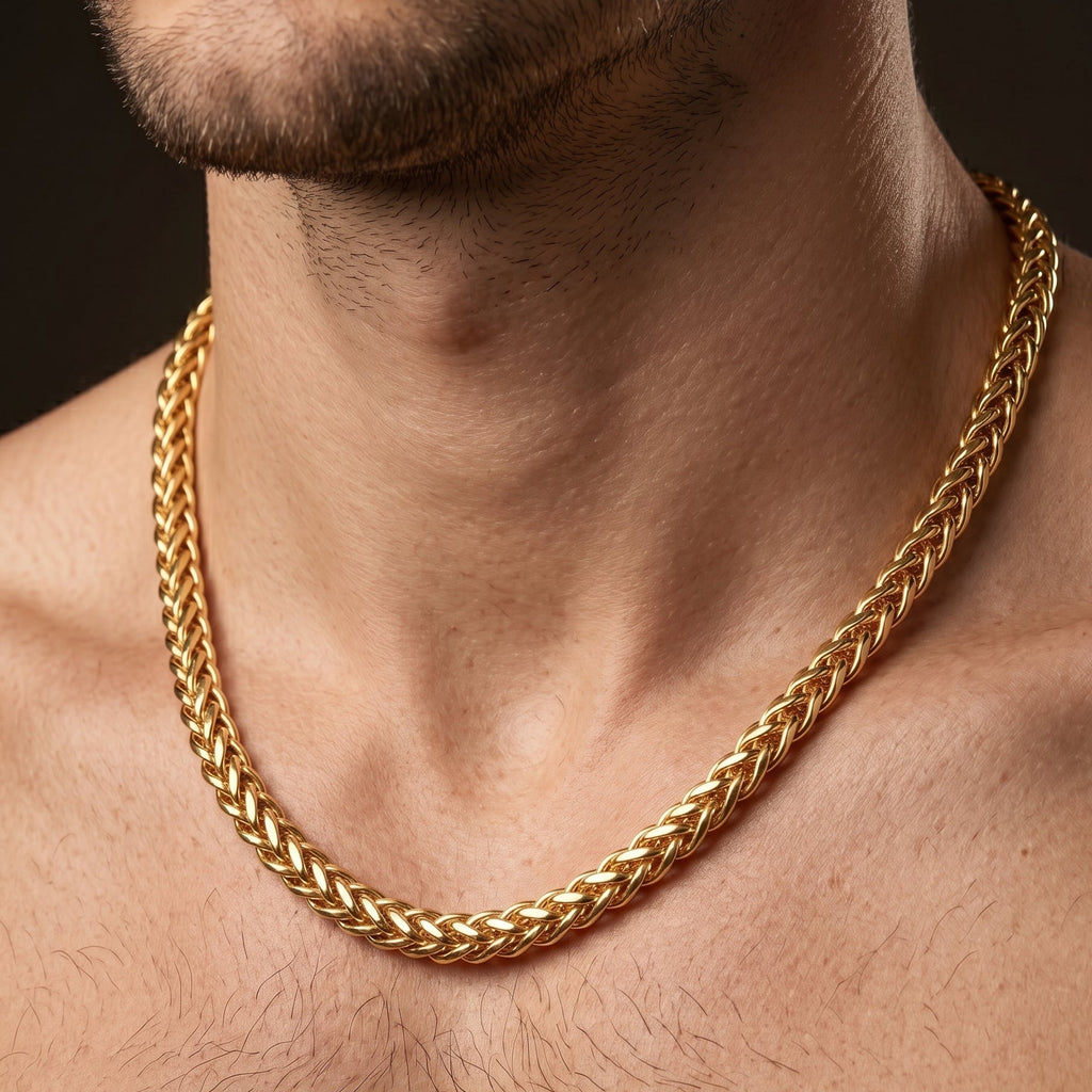 Premium Gold Braided Chain for Men – 22 inch Length and 5 mm width