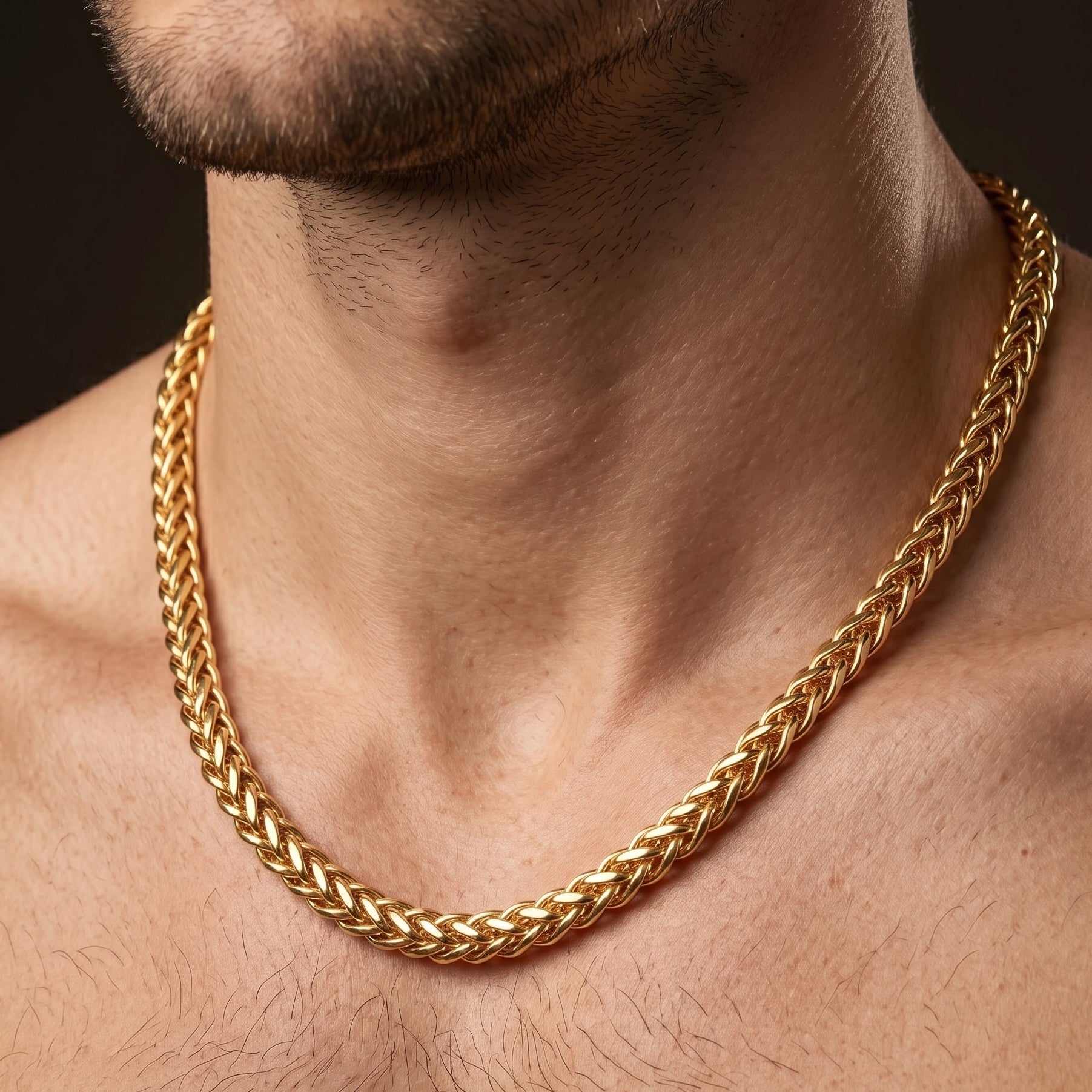 Premium Gold Braided Chain for Men – 22 inch Length and 5 mm width